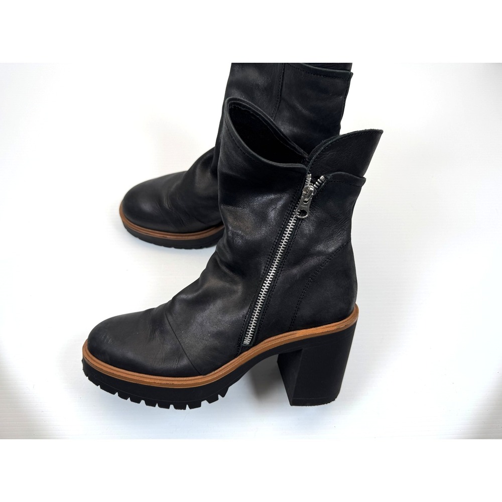 Free people‎ Jack Zip Ankle Boots Women 40 US 9-9.5 EUC Leather Block Heel Black - Picture 10 of 12